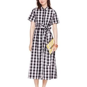 Kate Spade Black and White Gingham Midi Dress